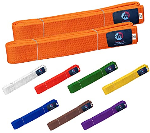 Karate Belt Multiple Colors Martial Arts Taekwondo Sports Belt Judo Karate Belt (220cm, Orange (Pack of 2))