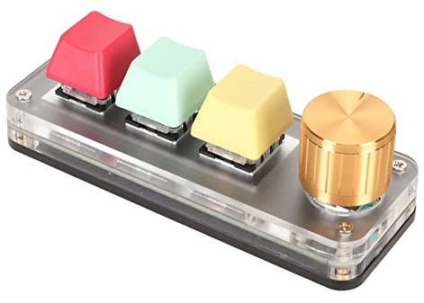 3-Tasten-Tastatur mit Knopf, Programmierbare DIY-Einhandtastatur, 3 Vollständig Programmierbare Tasten, Mechanischer Blauer Schalter, für Büro, Spiele, Musik, Medien, (Bunt)