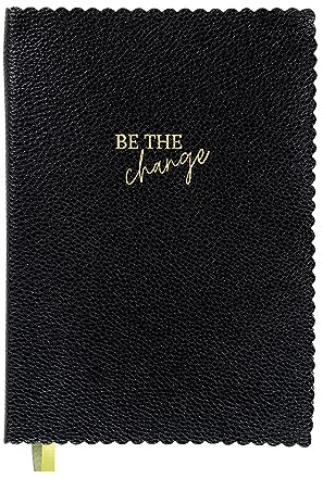 ARTEBENE MAJOIE Notizbuch Schreibbuch mit Keksrand 240 Seiten DIN A5 Vegan mit Leder-Optik Be the change Schwarz