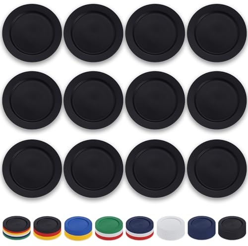 Berglander Assiettes en plastique noir ensemble 12 pièces 25cm plates réutilisables, assiettes à salade, bols de pâtes, vaisselle facile à transporter pour la maison, jardin, pique-