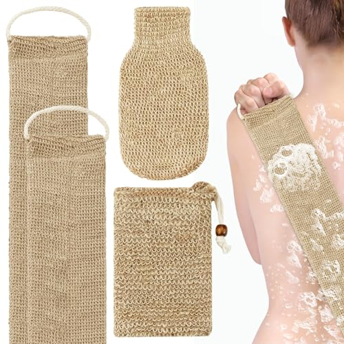 Gant Exfoliant Corps Gant de Crin, Sangle Lave Dos, Sac à Savon Exfoliant en Jute, Lanière Crin Gants Naturel, Accessoires pour le Bain pour Dos Corps Bain Douche Homme Femme