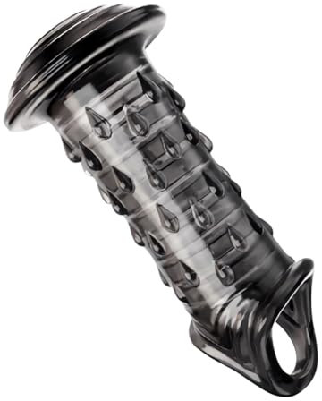 Roluck mit rutschfestem verdicktem Hodenring Peniskondom, Extrem-Peniskondom für Penisvergrößerung und Zeitverlängerung, Peniskondom für intensive Stimulation, Sexspielzeug für Männer (schwarz)