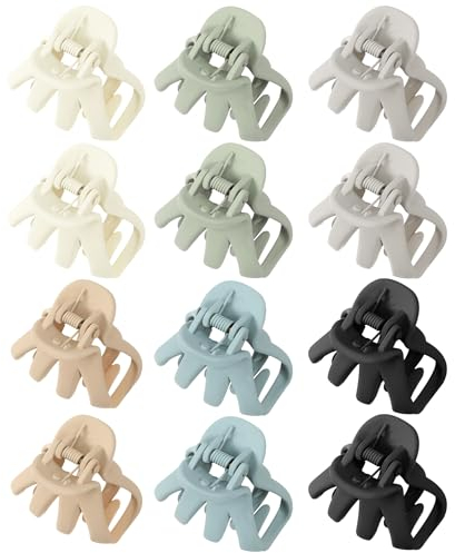 Kajeer 12 Stück Haarklammer Klein Haarspange für Damen Mädchen, 4cm Matte Haarklammern Rutschfeste Niedlich Haarspangen für Dünnes Haar Dickes Haar