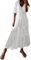 WVONIF Robe de Plage Mi-Longue Femme Été - Dentelle Imprimé Polka Dot Col en V Manches Courtes Élasticité Casual Tunique Pin-Up Chic Et Élégant Pour Soirée Et Mariage