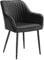 SONGMICS Esszimmerstuhl, Küchenstuhl, Sessel, Samt, Polsterstuhl mit Armlehnen, Loungesessel, bis 120 kg belastbar, Metallbeine, für Esszimmer, Küche, tintenschwarz LDC087B01