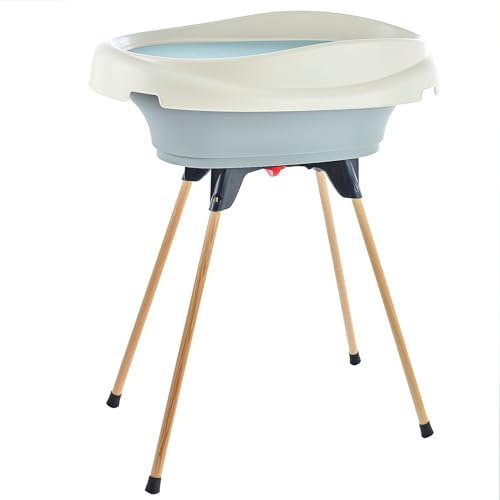 Thermobaby - Pack de Cambiador y Bañera VASCO - 2 en 1 - Cambiador - Bañera para bebé con patas plegables - Desde el nacimiento hasta los 12 meses (máx. 11 kg) - Fabricado en Francia