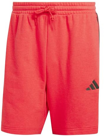 adidas Herren Essential Three Stripes French Terry Short, Pure Ruby/Black, S