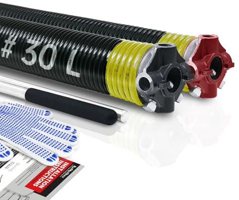KaiMinDogz Garagentor-Torsionsfeder-Set mit rutschfester Wickelstange und Handschuhen, hochpräzise Elektrophorese, schwarz beschichtet, für Ersatz und Installation, min. 16.000 Zyklen (0,507 x 5,1 x