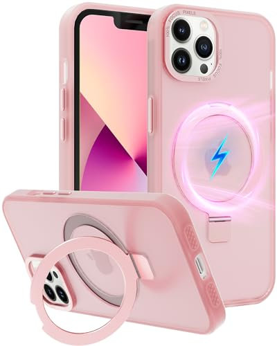 SOOFUN for iPhone 13 Pro Max Case with Stand, for iPhone 13 Pro Max Case Compatible with Magsafe, Magnetic Stand for iPhone 13 Pro Max Case Shockproof Magnetic Ring Holder Protective Cover (Pink)