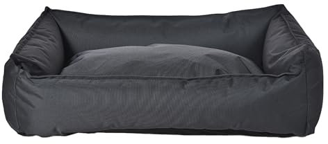 Dehner Lieblinge Kuschelbett Woof, Hundebett/Katzenbett wasserdicht/pflegeleicht, ca. 80 x 55 x 23 cm, Größe M, Polyster/Polypropylen, grau