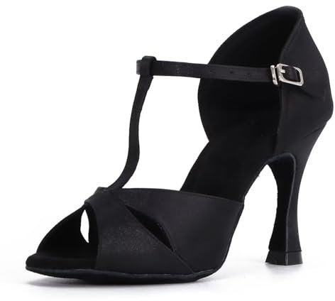 Syrads Scarpe da Ballo Donna Salsa Latina Performance Scarpe da Ballo Scarpe da Ballo Latino da Donna Scarpe da Ballo Professionali,Nero 9cm Heel,36 EU