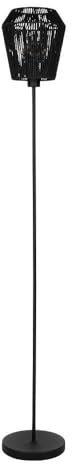 Eglo Lampadaire Persley, luminaire sur pied, lampe de salon en métal et papier tressé, avec interrupteur, certifié FSC, douille E27