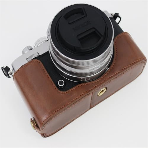 SDTFO PU Leather Camera Case Protective Cover, Retro Vintage Handmade Half Bag for Nikon ZFC, Hard Bag Pouch Bottom Opening Version, Offee,Coffee
