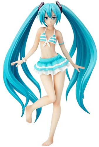 Miku Figur,Anime Striped Swimsuit Miku Action Figuren Standing Desktop Ornament PVC Statue Collectible Model 15cm