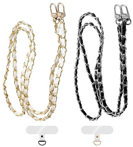 FFDHWU 2 Pu Mobile Phone Lanyards With 2 Mobile Phone Lanyard Clips, Metal Mobile Phone Chain, Mobile Phone Case Jewelry, Mobile Phone Neck Strap, Bag Replacement Chain