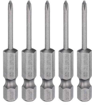 HARFINGTON 5pcs #00 Phillips Screwdriver Bit PH00 1/4 Hex Shank 2 (50mm) Long Magnetic S2 Steel Industrial Grade Screw Driver Bit Cross Head Electric Drill Bits 0.098 (2.5mm) Rod