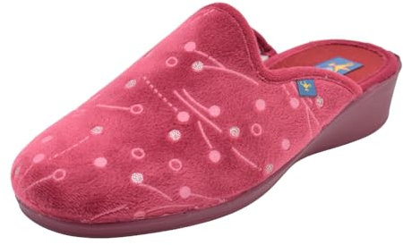 Aladinas - Zapatillas para casa/hogar Bordadas con Suela en Cuña y talón Descubierto para Mujer, Color Burdeos Rosa Lona Mujer Color: Burdeos Talla: 38