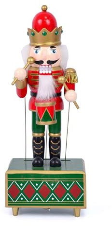 Classic Nutcracker Music Box Decoration: Wooden Nutcracker Soldier Clockwork Wind Up Musical Nutcracker Puppets Music Box Nutcracker Soldier Figures for Home Decor