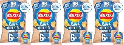Baked Cheese & Onion Snacks Crisps (6 x 22g) 4 x 132g,New Paper Outer Bag! This paper outer bag is part of our journey to reduce virgin plastic in our Baked range packaging and can be recycled at home