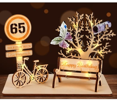 I LOVE MOM Geldgeschenk Geburtstag Holz, Fahrrad Geschenk, DIY Dreidimensionale Bäume Sitzbank Deko Zahlen für Geschenke, Hochzeiten, Partys, Geburtstage, Jubiläum (GYY-65)