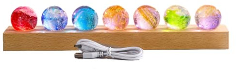 Dytabepl Kristallkuge Nachtlicht, LED Astronomie Planetenkugel mit Lampensockel, 7 Farbige Sonnensystem-Kristallkugel, Leuchtende Planet Lampe, Eis Riss Kugeln, Kristallkugel Ornament Geschenke