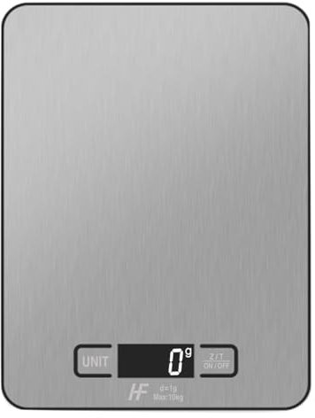 HomeFashion Large 23x17cm 10kg 1g Digital Kitchen Scales Food Scale Platform Electronic Cooking with Backlit LCD Display Multifunction for Home Office Use