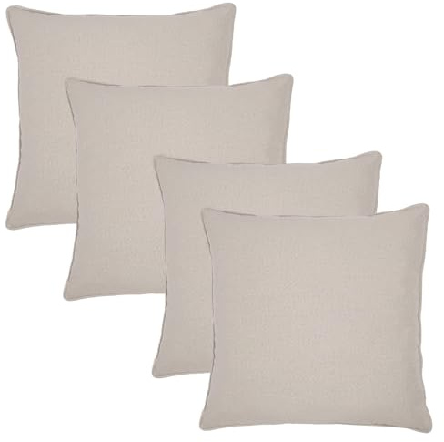 OHS 4 Pack Woven Texture Cushion Covers with Hidden Zipper, Soft Linen Textured Design Pillow Covers For Sofa Bed Livingroom, Natural-45x45cm