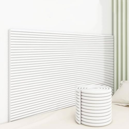 Aocet Wandpolster Wandkissen Bett Selbstklebend für Kinderzimmer, 20x200cm Polsterpaneel Wand, Kinder Kantenschutz aus Schaumstoff, Wandpaneele Gepolstert(Weiß)
