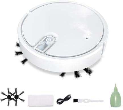 TIEOAXFT Smart Sweeping Robot 3-in-1 Automatic Vacuum Cleaner 1200 MAh Rechargable Cleaning Machine Low Noise Household Electronics for Pet Hair, Hard Floors, Carpet(WHITE)