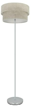 PRENDELUZ Doppelter Wohnzimmerfuß mit E27-Fassung, Chrom-Finish und grauem Beton, Maße: 162 x 40 x 40 cm, ideal für dekorative und funktionale Beleuchtung.