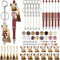 BINGGA Set di 74 portachiavi con perline a forma di penna con moschettone, nappe per bambini, adulti, compleanni, Natale, calza della Befana