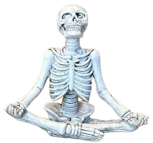 Sxmrmnx Maceta de esqueleto meditando con calavera, maceta decorativa de Halloween, maceta de jardín escultura B