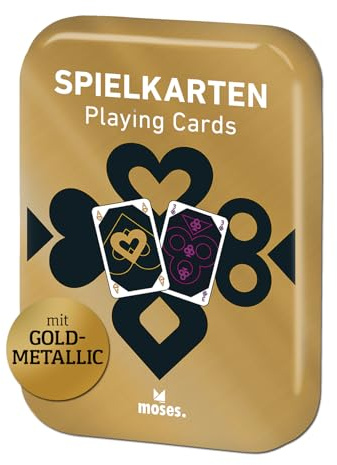 moses. Spielkarten metallic – stilvolles Kartenset für Erwachsene & Kinder, für Skat, Poker, Mau Mau & mehr, ab 6 Jahren, 2+ Spieler