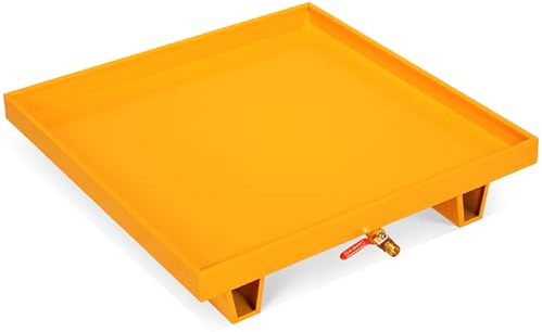 YCYHXJB Modulare Auffangplattform, Metalltablett mit Ablauf, Große Ölauffangwanne für Lagerhallen und Werkstätten(Yellow,65 * 65/25.6 * 25.6)