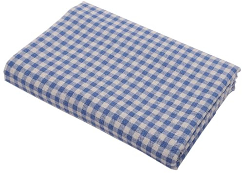 Vayliro 1m Stoff Breite 150cm Kariertes Baumwoll Leinen Stoff Sofastoff Dekostoff Weihnachtsstoffe Bedruckt Patchwork Nähstoff für Kleidung Vorhang Tischdecke Kissenbezüge Bezugsstoff,Blau