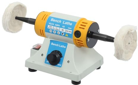 Doppelkopf-Poliermaschine 320W Tischpolierer Schmuck 10000RPM Variabler Geschwindigkeit Stand Schleifmaschine, Tisch Polierer Doppelschleifer für Bernstein, Bienenwachs, Metall