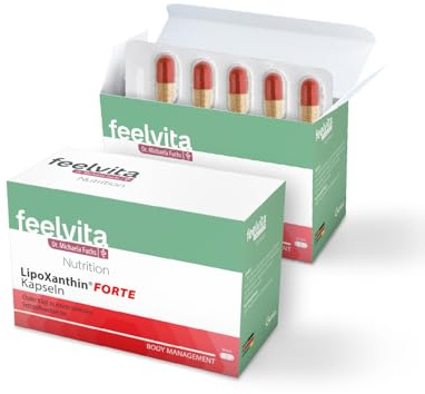 Genius Feelvita Nutrition LipoXanthin Forte Stoffwechsel Kapseln- mit Chrom & Cholin für normalen Blutzuckerspiegel & Stoffwechselfunktionen, 6 Monatsvorrat (180 Stück), Vegan - Made in Germany