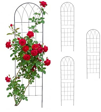 Relaxdays Rankgitter, 4er Set, HxB: 150 x 40 cm, Metall, schwarz | Rankhilfe für Kletterpflanzen, Garten, Rosenrankhilfe