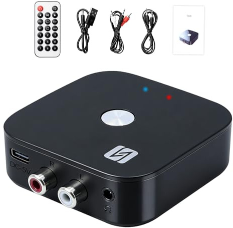 Récepteur Bluetooth 5.3 Adaptateur Audio sans Fil NFC RCA Jack 3.5mm | Adaptateur Audio avec Télécommande et Double Connexion, Compatible Chaîne Hi-Fi, Amplificateur, Enceintes et Autoradio