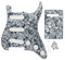 FLEOR Kompletter Satz ST Guitar SSS Pickguard Backplate mit 3 Stk. 52mm Pickup Covers 2T1V Bedienknöpfe Selector Tip Arm Bar Cap, Graue Perle
