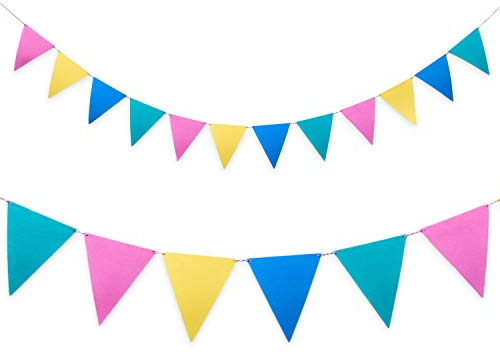 Oblique Unique® Wimpel Girlande Banner aus Filz 2,4m im Farbmix Wimpelkette für Geburtstag Feier Party Kindergeburtstag Deko