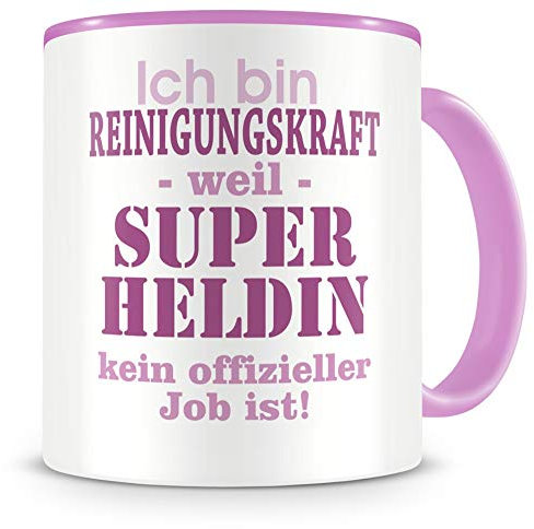 Samunshi® Ich bin Reinigungskraft Tasse Beruf Geschenk Kaffeetasse Teetasse Kaffeepott Kaffeebecher Becher rosa