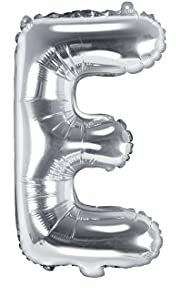 PartyDeco Folienballon Buchstabe E Silber-Geburtstag Hochzeit Jahrestag Folienballon Buchstabe E- Silber Größe ca. 35 cm Verlobung Silvesterparty Folienballon Hel Deko