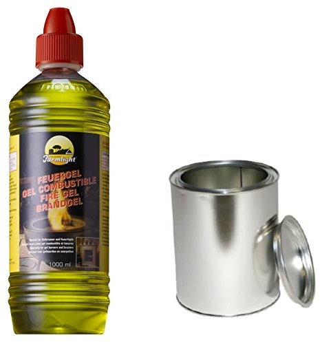 Moritz Starter Set 1 x 1000 ml Gel combustibile + 1 x scatola di latta da 500 ml con coperchio per bruciatori camini, stufa e pasta combustibile di sicurezza