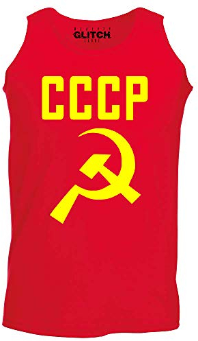 Reality Glitch CCCP Hammer and Sickle Mens Vest (Red, 3XL)