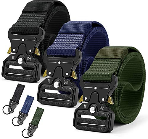 DOOPAI Militärischer Taktischer Gürtel Herren 3er, Outdoor Gürtel für Männer, 125 cm Breite 3,8 cm, Schwarz, Braun, Blau, Grün, Khaki