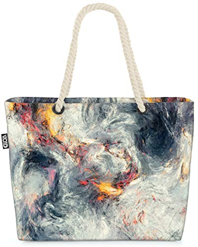 VOID Farbspiel Grau Strandtasche Shopper 58x38x16cm 23L XXL Einkaufstasche Tasche Reisetasche Beach Bag
