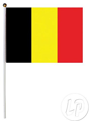 Lot de 3 - Drapeau Belgique avec Baton 30x45cm