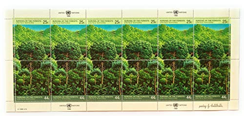 Générique 1 Bloc de 12 Timbres Neufs de Collection de 1988 du siège des Nations Unies de New York. Survie des forêts, Arbre. par des Livres Express
