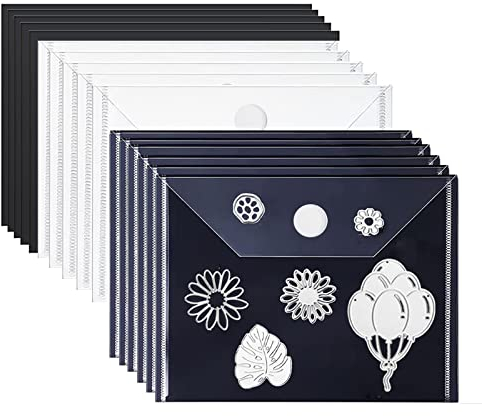 Große Stanzformen und Stempelaufbewahrung, 10 Stück, 17,8 x 12,7 cm, transparente Kunststoffbeutel und 10 Stück Gummi-Magnetbeutel für Kartenherstellung, Stanzformen, Schablonen, Stroage-Pakete,